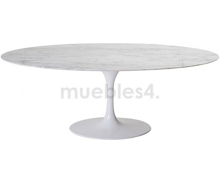 Mesa de comedor TULIP Oval - Mármol Carrara - 180cm. - Alta calidad