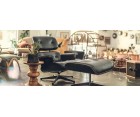 LOUNGE CHAIR & OTTOMAN / Nogal - Cuero Anilina