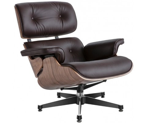 LOUNGE CHAIR & OTTOMAN / Nogal - Cuero Aniline - Fab. Italia
