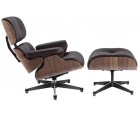 LOUNGE CHAIR & OTTOMAN / Nogal - Cuero Aniline - Fab. Italia