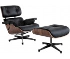 LOUNGE CHAIR & OTTOMAN / Nogal - Cuero Aniline - Fab. Italia