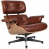 LOUNGE CHAIR & OTTOMAN / Nogal - Cuero Aniline - Fab. Italia