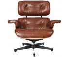 LOUNGE CHAIR & OTTOMAN / Nogal - Cuero Aniline - Fab. Italia