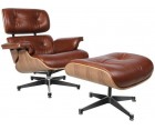 LOUNGE CHAIR & OTTOMAN / Nogal - Cuero Aniline - Fab. Italia