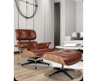 LOUNGE CHAIR & OTTOMAN / Nogal - Cuero Aniline - Fab. Italia