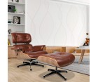 LOUNGE CHAIR & OTTOMAN / Nogal - Cuero Aniline - Fab. Italia
