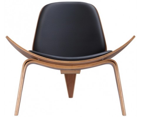 Sillón SHELL CH07 / Nogal claro - Cuero italiano - Fab. Italia