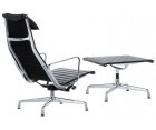 Sillón & Ottoman EA 124/125 ALUMINIUM / Cuero italiano - Fab. Italia