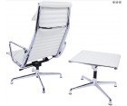 Sillón & Ottoman EA 124/125 ALUMINIUM / Cuero italiano - Fab. Italia