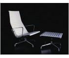 Sillón & Ottoman EA 124/125 ALUMINIUM / Cuero italiano - Fab. Italia