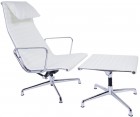 Sillón & Ottoman EA 124/125 ALUMINIUM / Cuero italiano - Fab. Italia