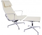 Sillón & Ottoman EA 124/125 ALUMINIUM / Cuero italiano - Fab. Italia