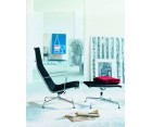 Sillón & Ottoman EA 124/125 ALUMINIUM / Cuero italiano - Fab. Italia