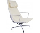 Sillón & Ottoman EA 124/125 ALUMINIUM / Cuero italiano - Fab. Italia