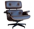 LOUNGE CHAIR & OTTOMAN / Nogal - Cuero Aniline - Fab. Italia